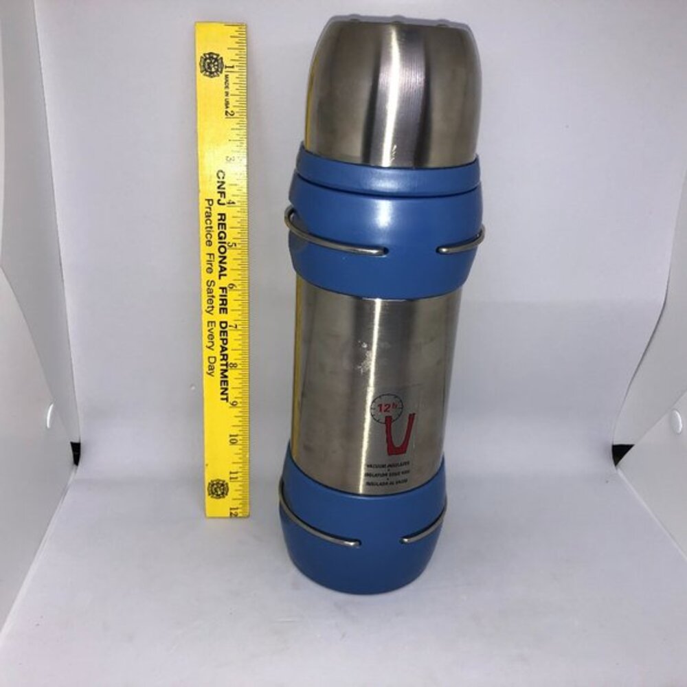 Trudeau Vacuum Insulated 12 HR Thermos‎ Stainless Steel & Blue